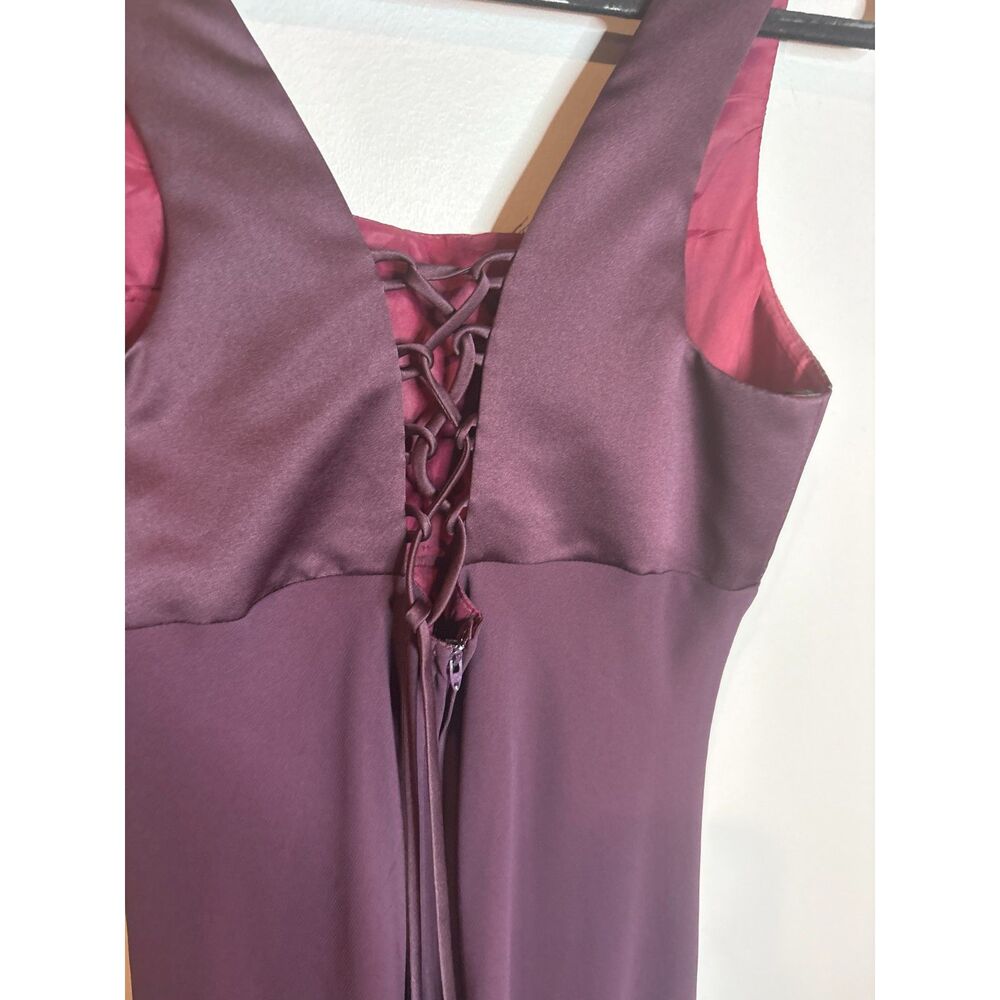 Y2K Betsy & Adam burgundy lace up back formal prom dress - Picture 3 of 6